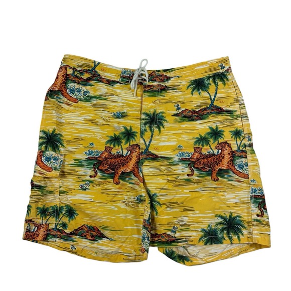 Polo Ralph Lauren Other - Polo Ralph Lauren VTG Yellow Leopard Floral Mesh Swimtrunk Size Large